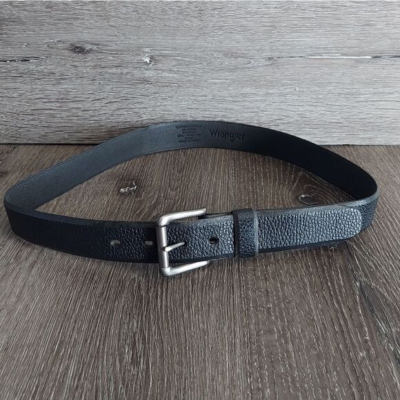 Wrangler Black Leather Belt for Men Size 34 - Picture 1 of 5